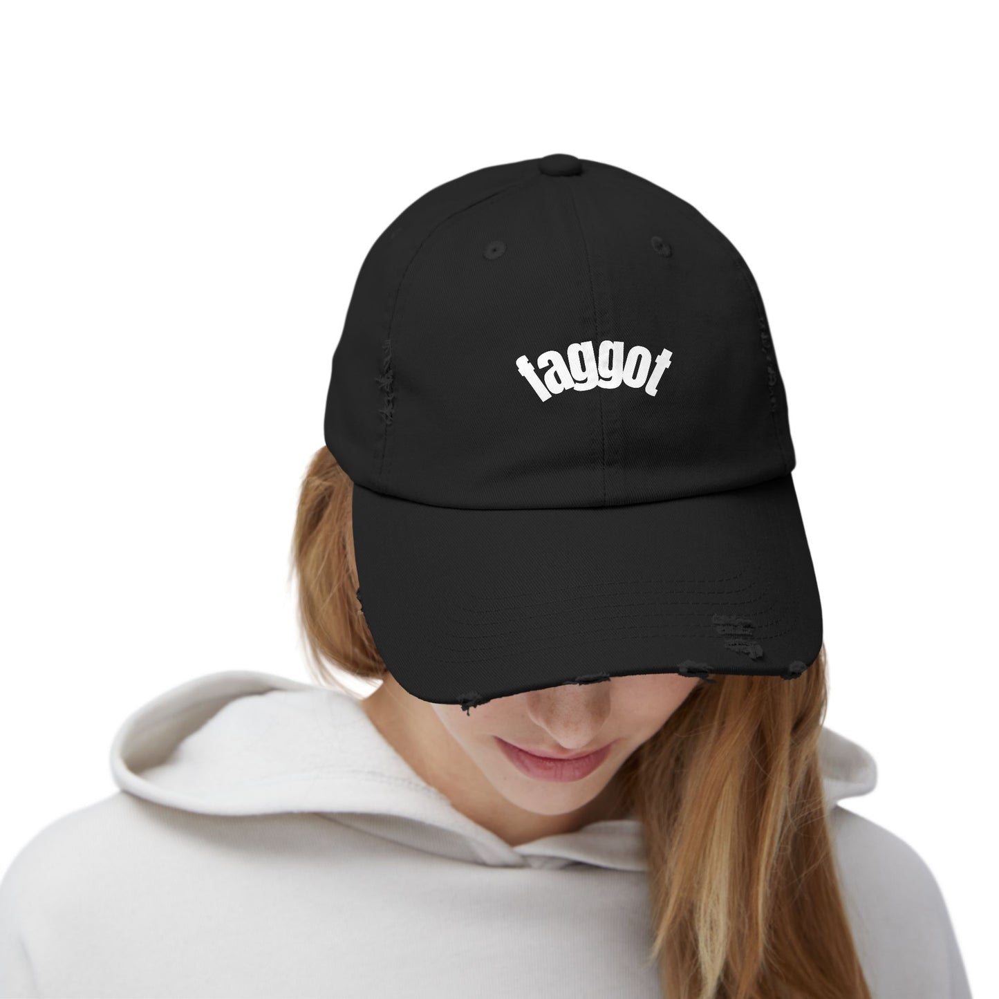 Faggot hat Cool Unisex Distressed Cap with Taggot Text, Trendy Baseball Hat, Vintage Style, Perfect for Casual Outings, Gifts, Summer Wear