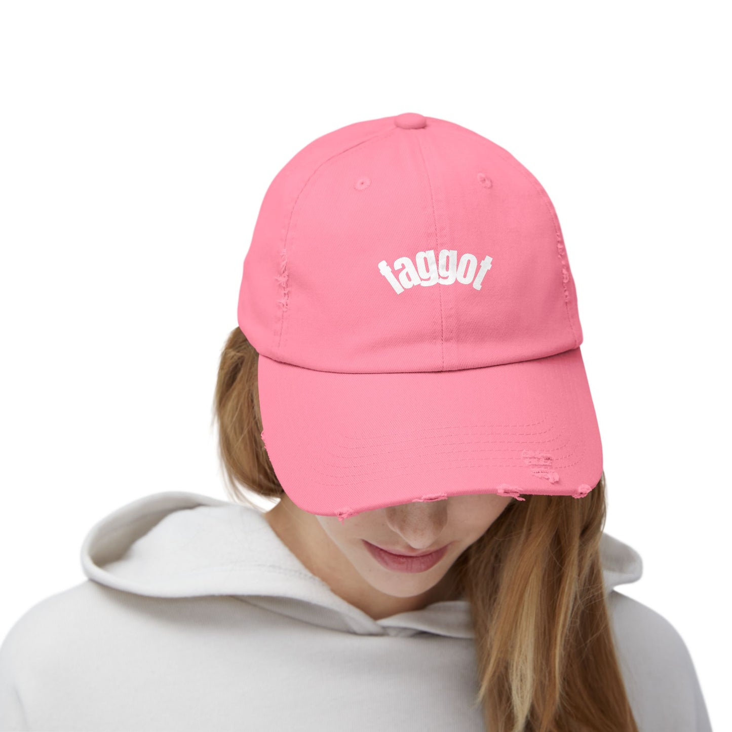 Faggot hat Cool Unisex Distressed Cap with Taggot Text, Trendy Baseball Hat, Vintage Style, Perfect for Casual Outings, Gifts, Summer Wear