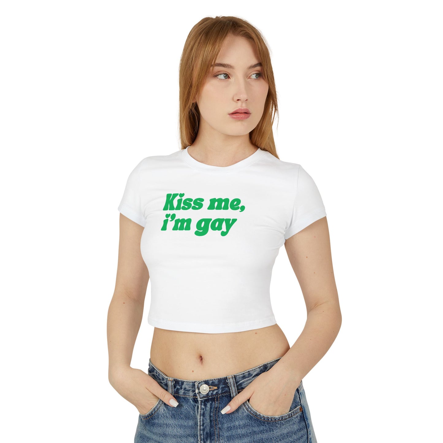 Kiss me Im Gay tee funny st patricks LGBT queer crop top Baby Tee
