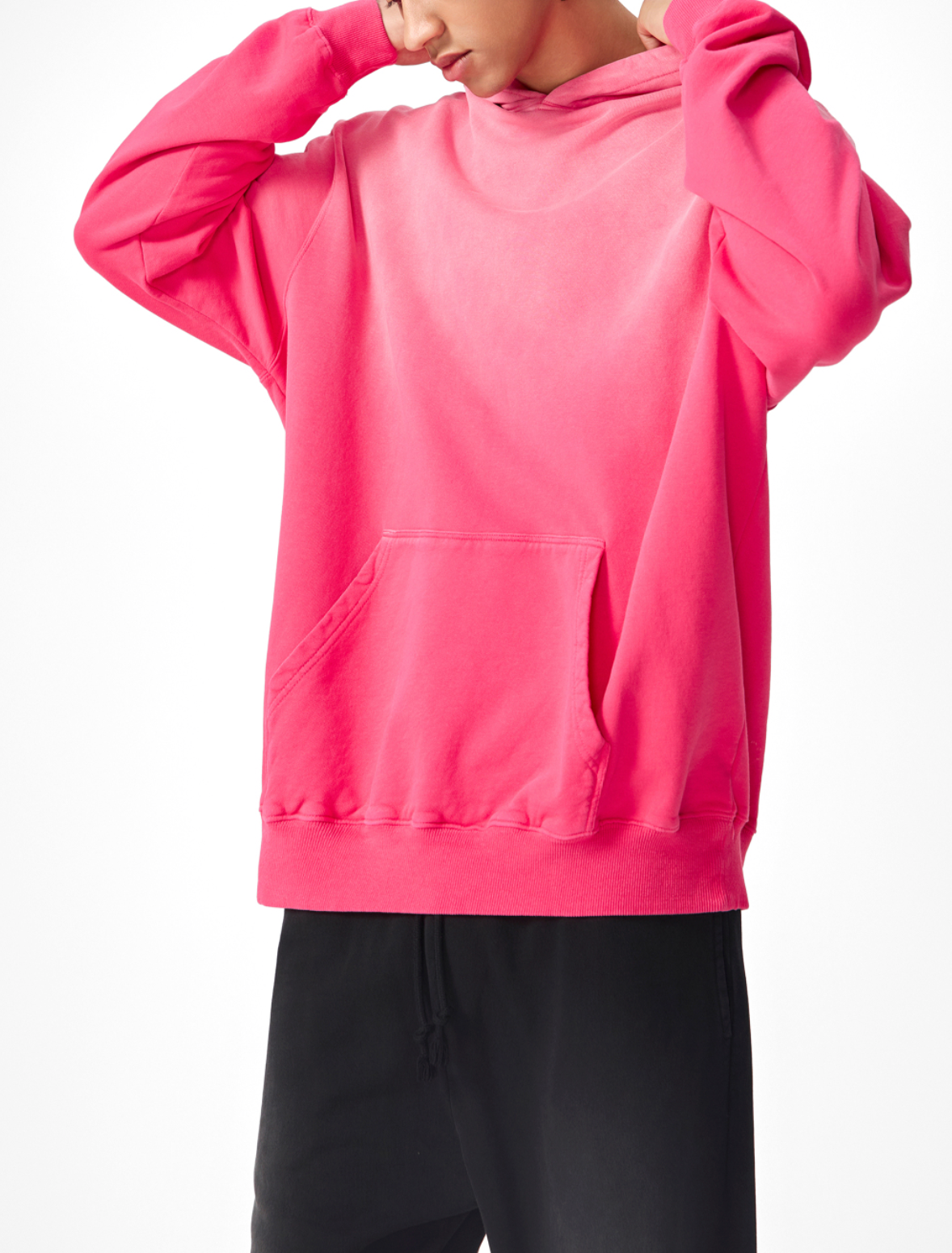 Pink Hoodie Acid Wash