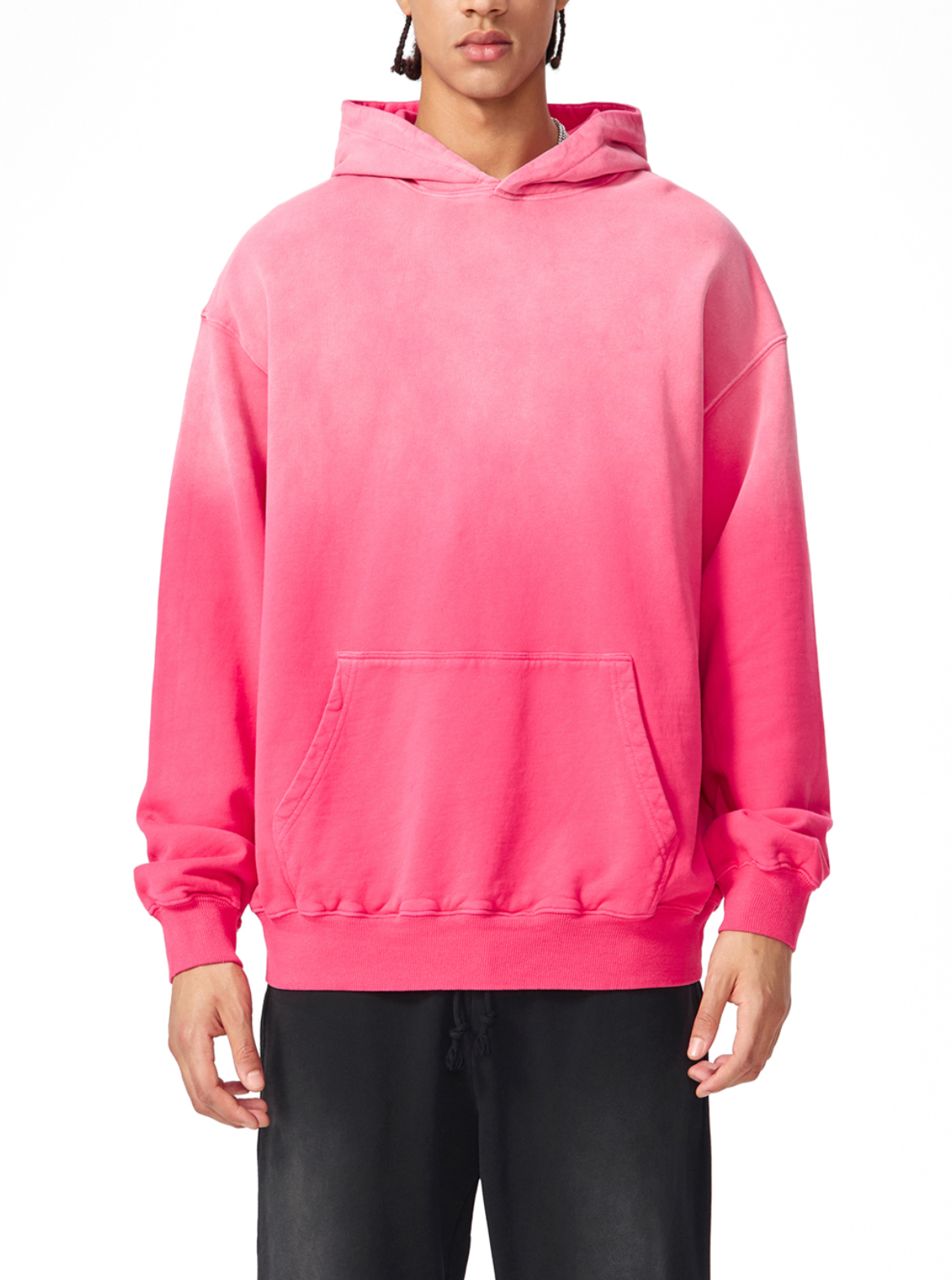 Pink Hoodie Acid Wash