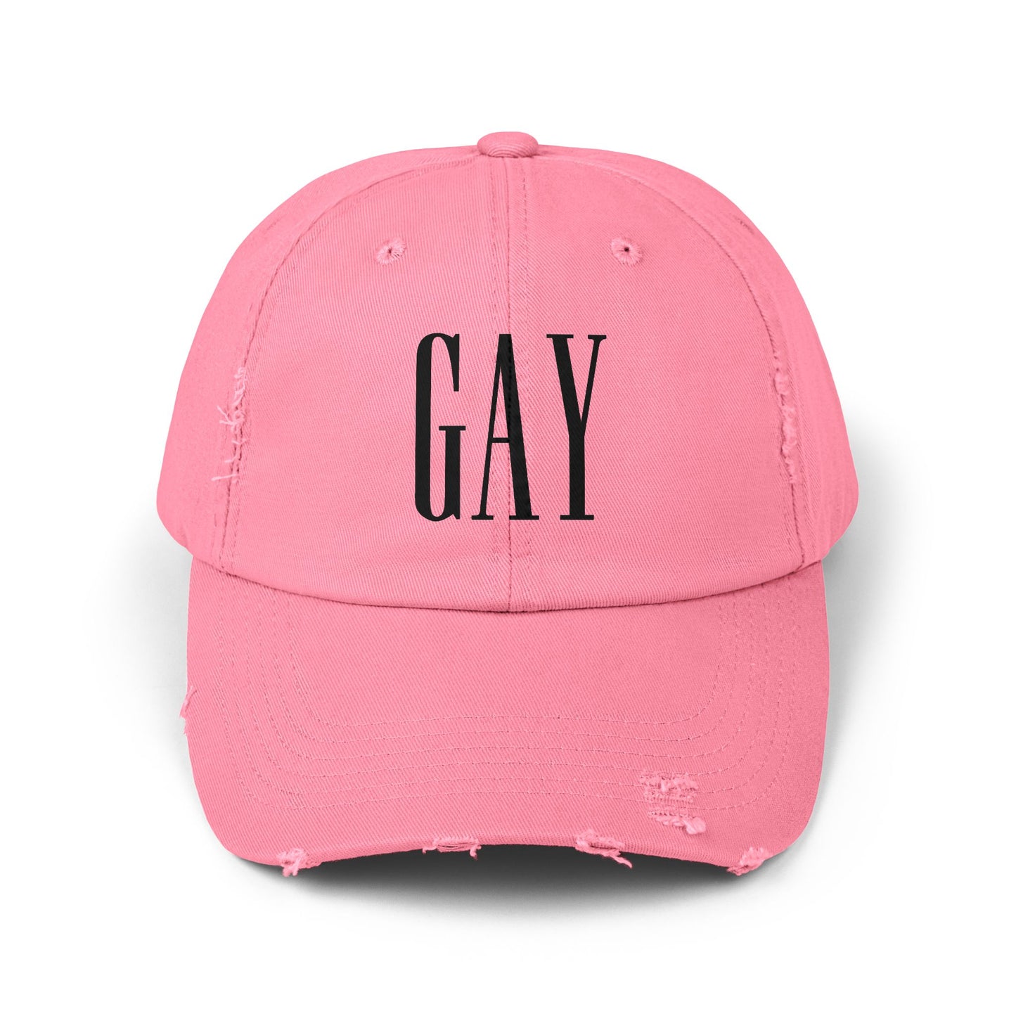 Gap but make it GAY hat funny hat lgbt pride festival concert masc fashion queer Unisex Distressed Cap