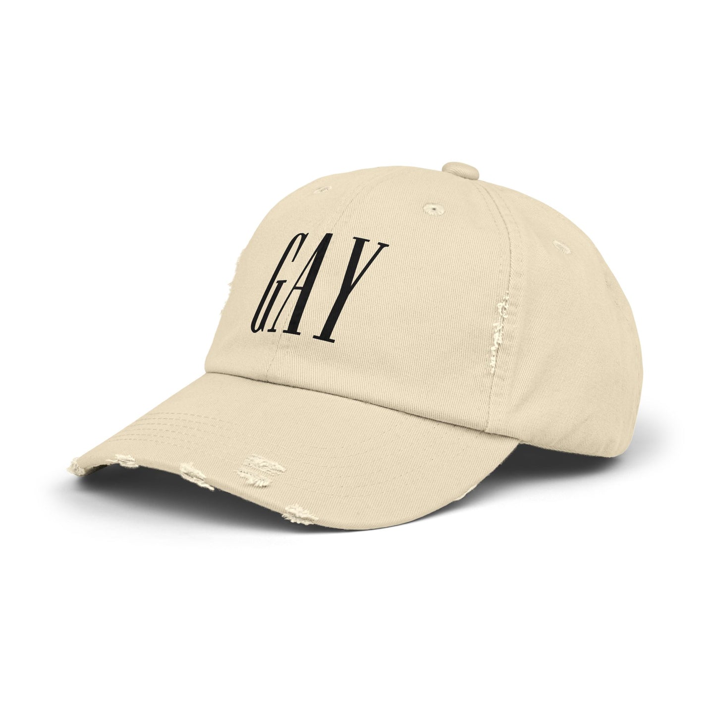 Gap but make it GAY hat funny hat lgbt pride festival concert masc fashion queer Unisex Distressed Cap