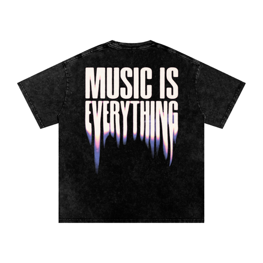 Music is everything ~ Snow Washed Oversized Cotton T-Shirt
