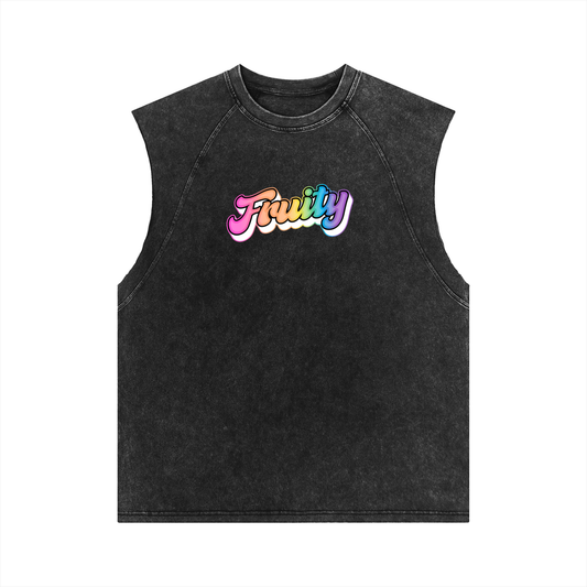 Fruity - Sleeveless Tank Top Snow Washed