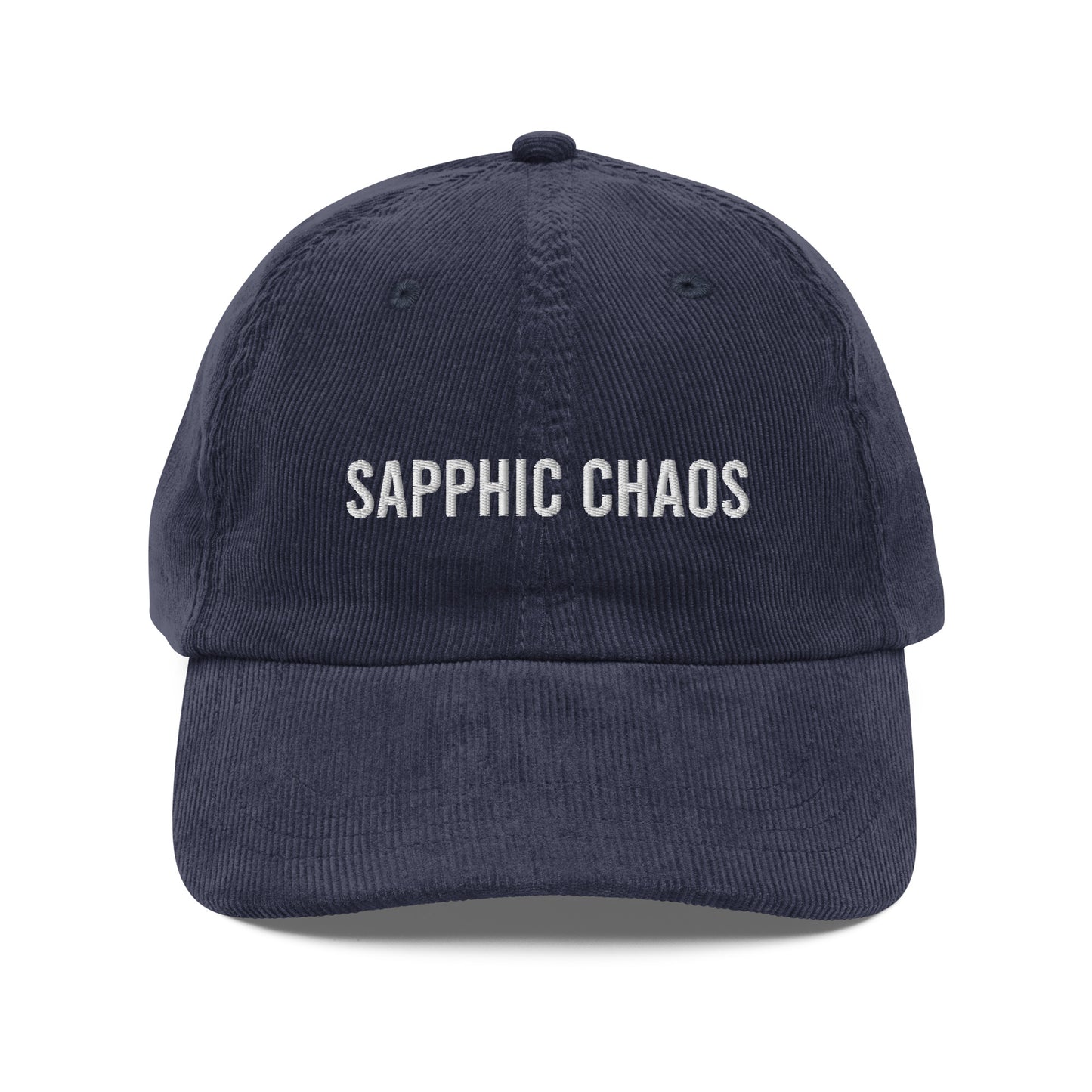 Sapphic Chaos corduroy embroidered vintage hat